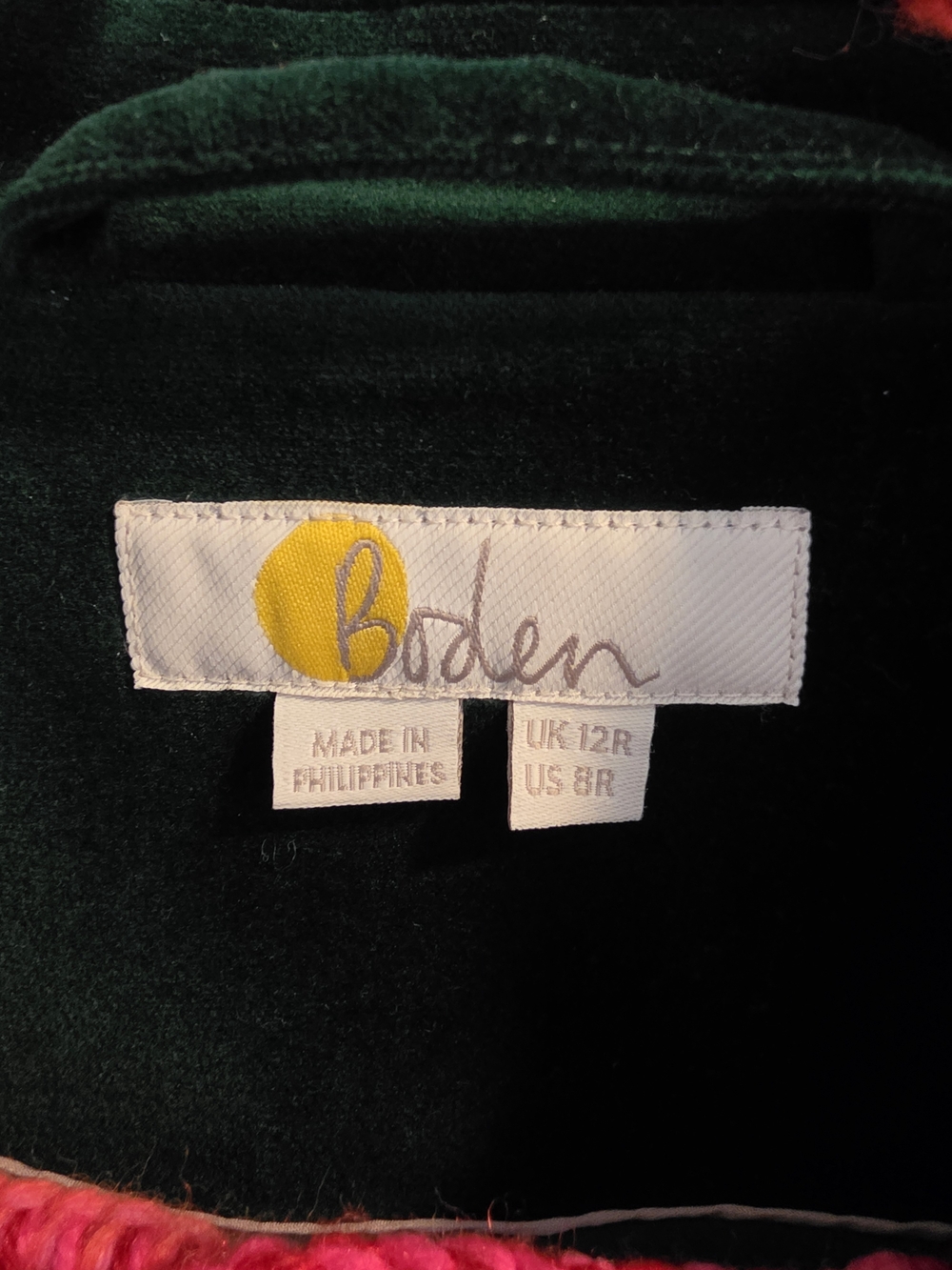 BODEN Velvet Blazer Jacket + Matching Velvet Pants - Dark Green - Picture 3 of 11